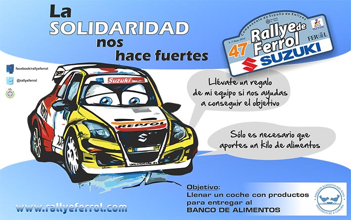 La solidaridad nos hace fuertes, campaña de recogida de alimentos en el 47 Rallye de Ferrol
