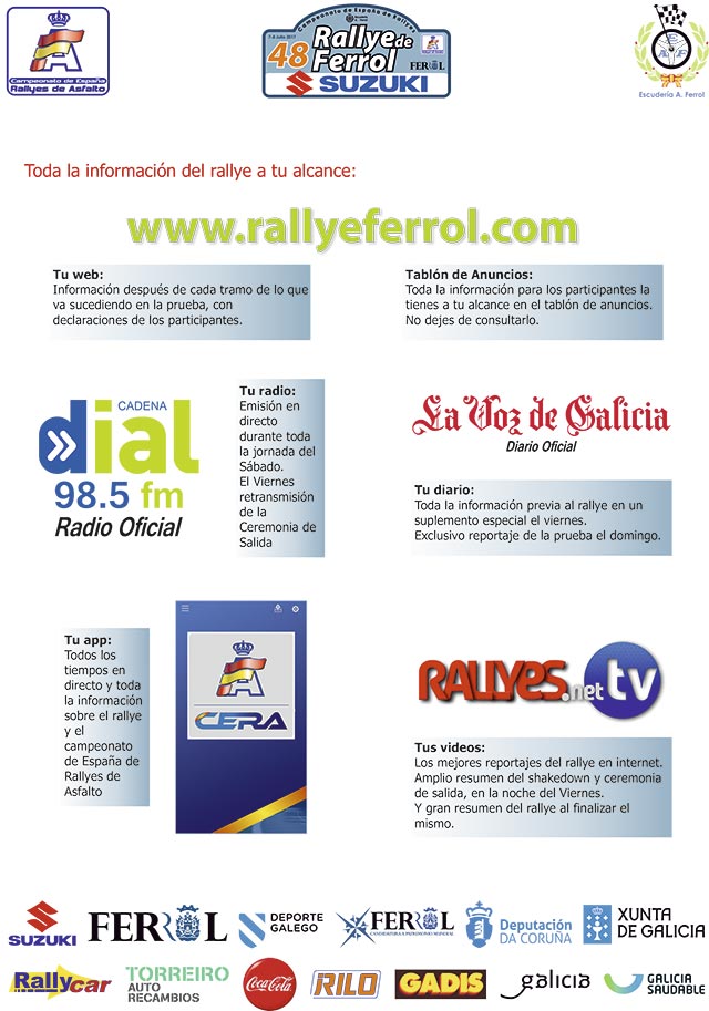 Medios dónde seguir el 48 Rally de Ferrol